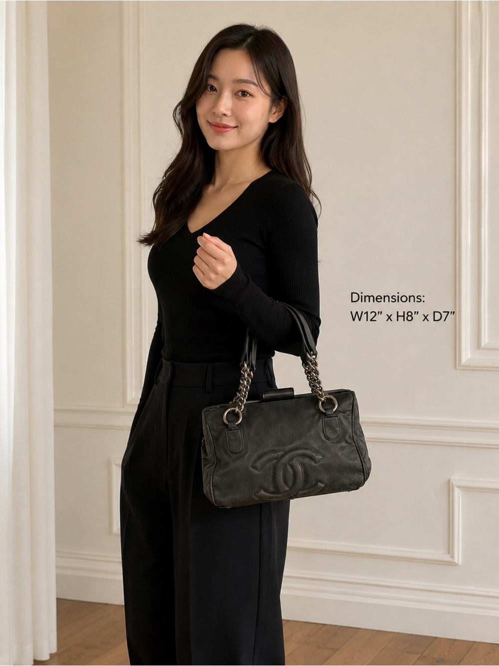 Black Leather Chanel Tote Bag - Picture 1 of 13